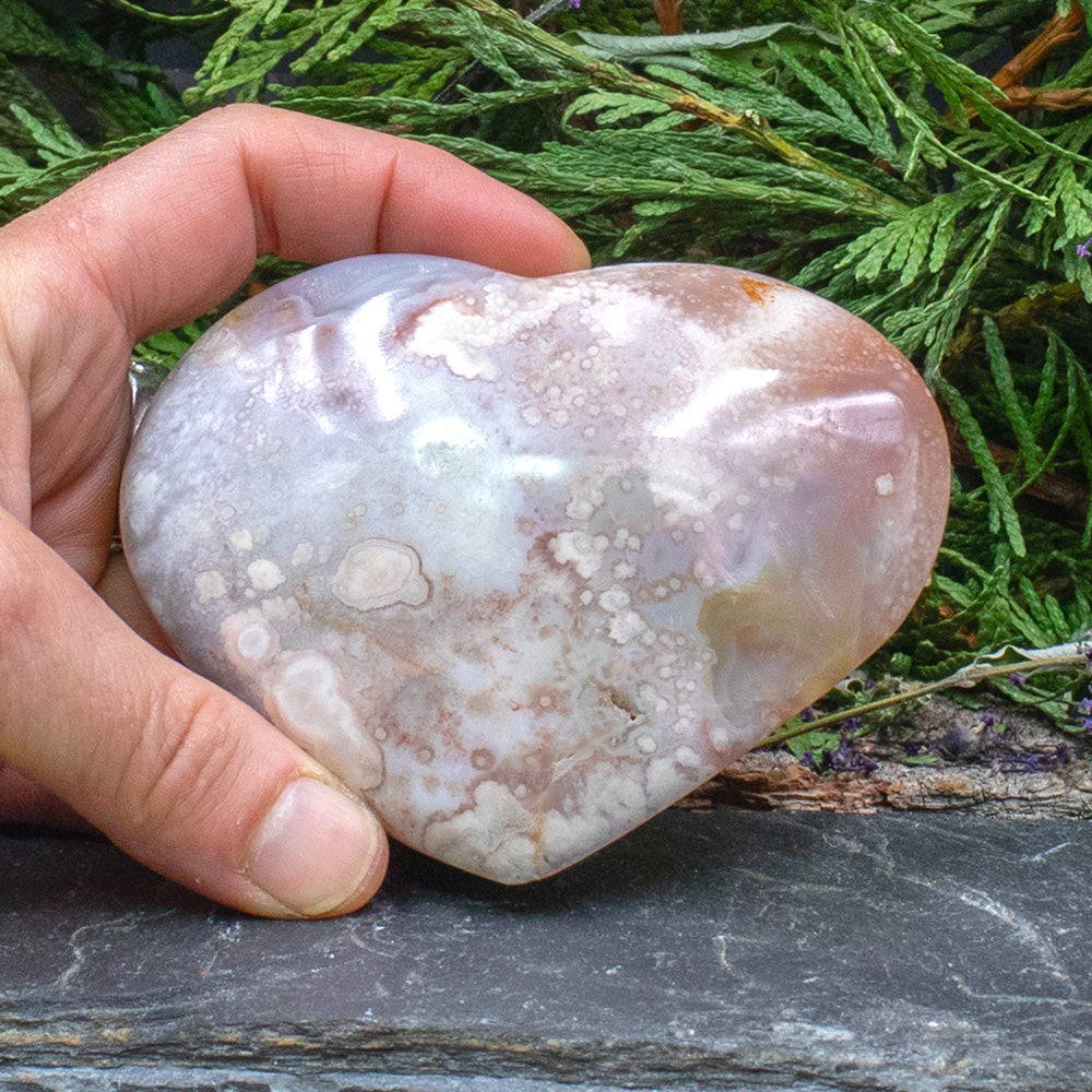 #AG-247 Flower Agate Heart