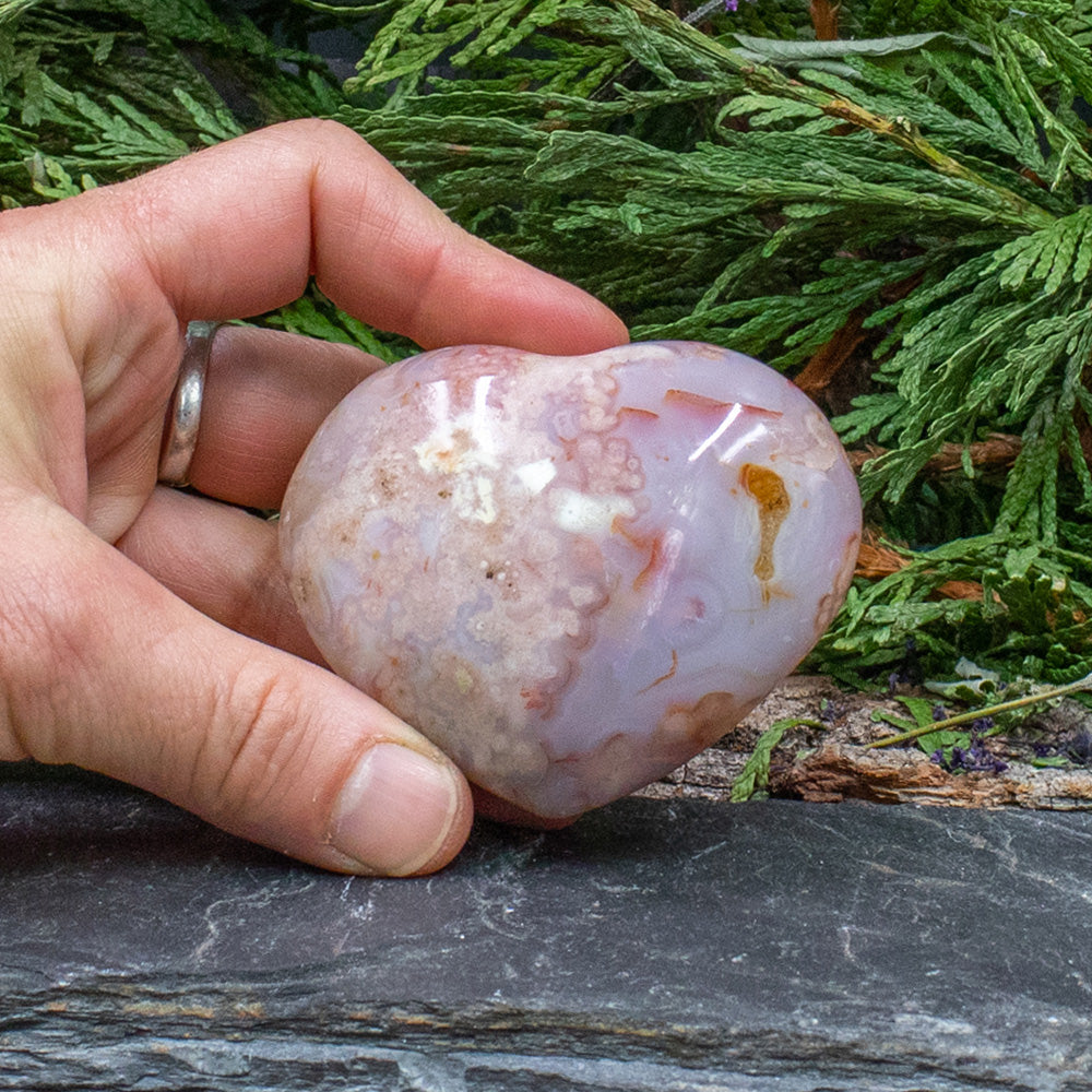 #AG-248 Flower Agate Heart