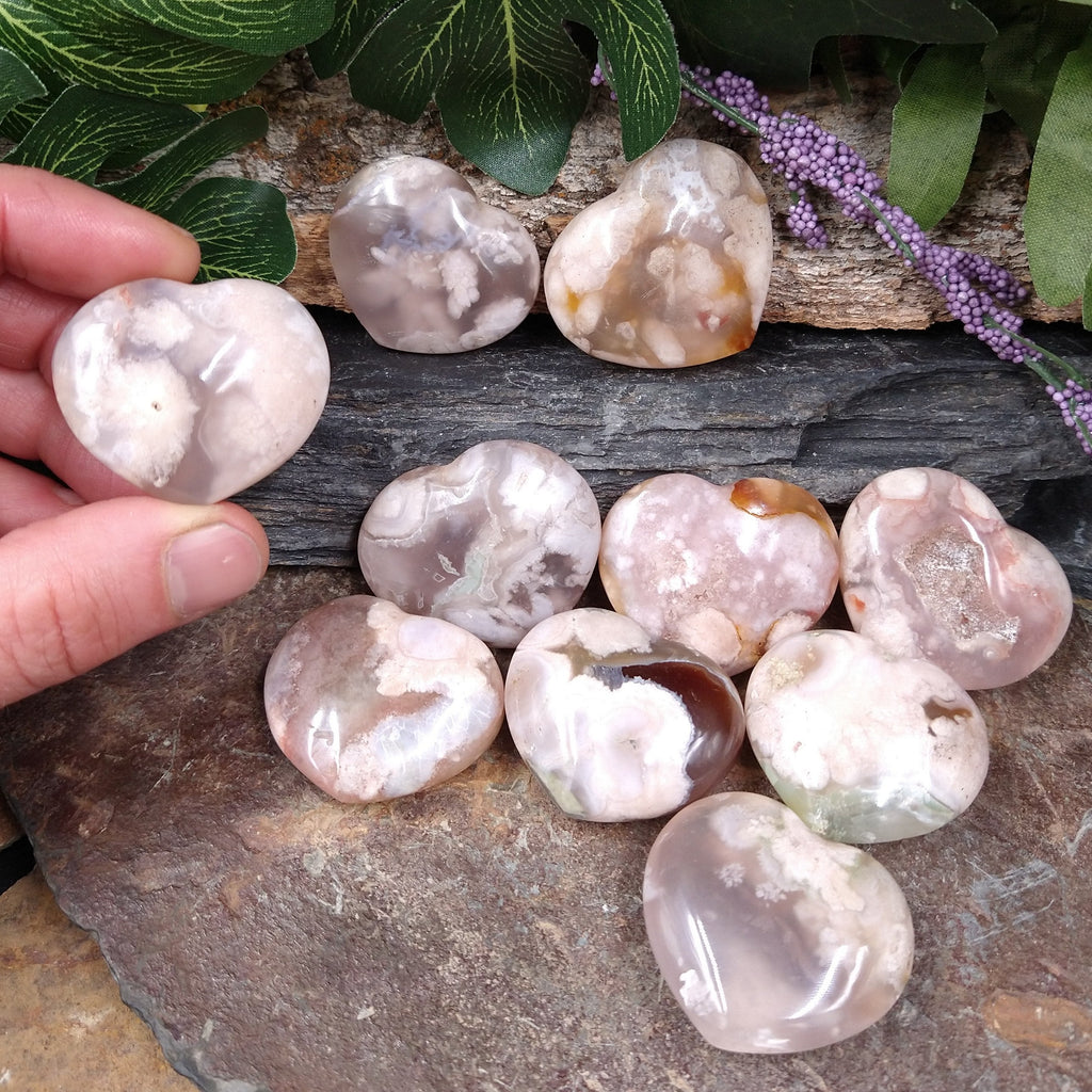 AG-310 Small Flower Agate Heart