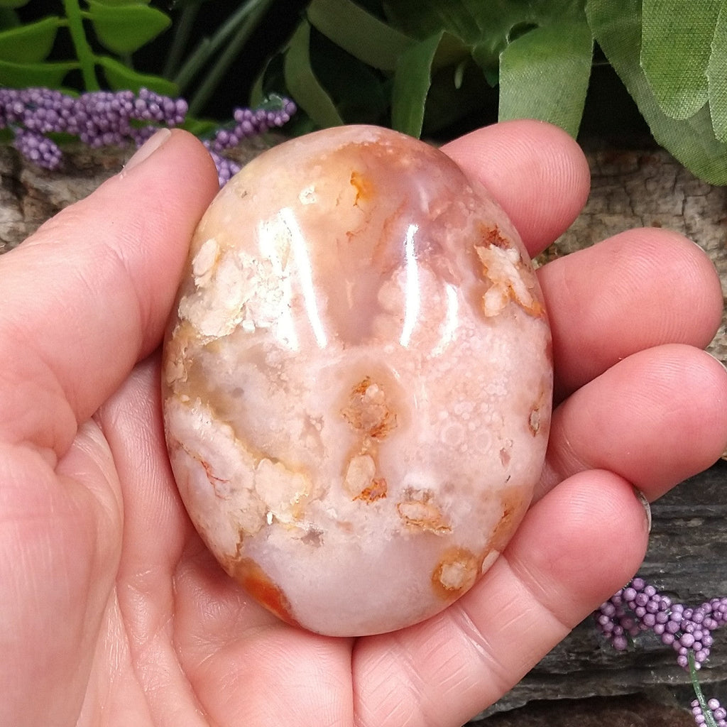 AG-315 Flower Agate Palm Stone
