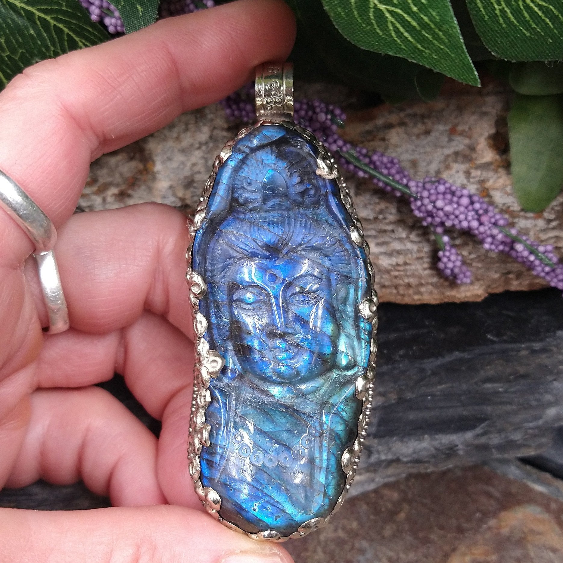 LAB-1124 Labradorite Buddha Pendant