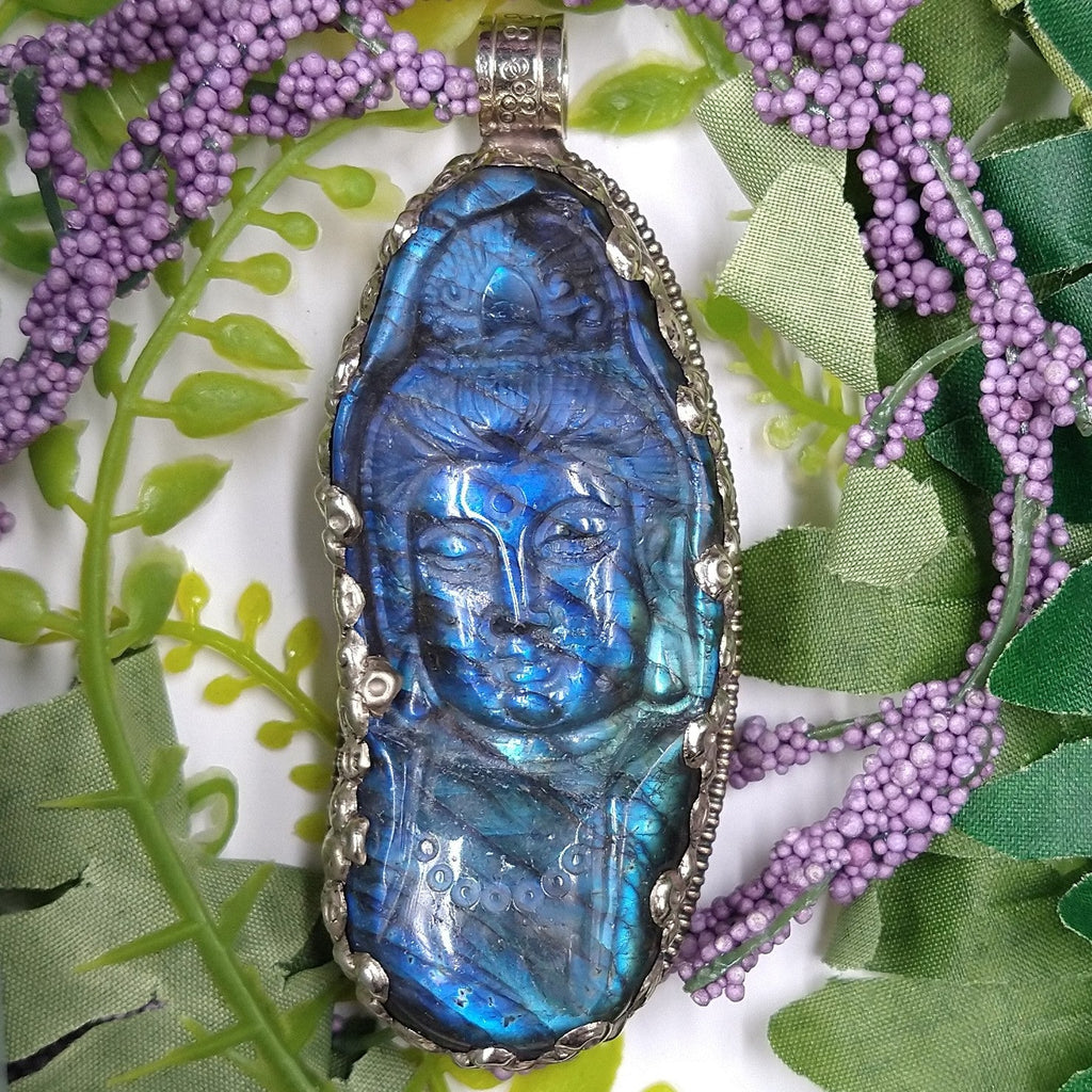 LAB-1124 Labradorite Buddha Pendant