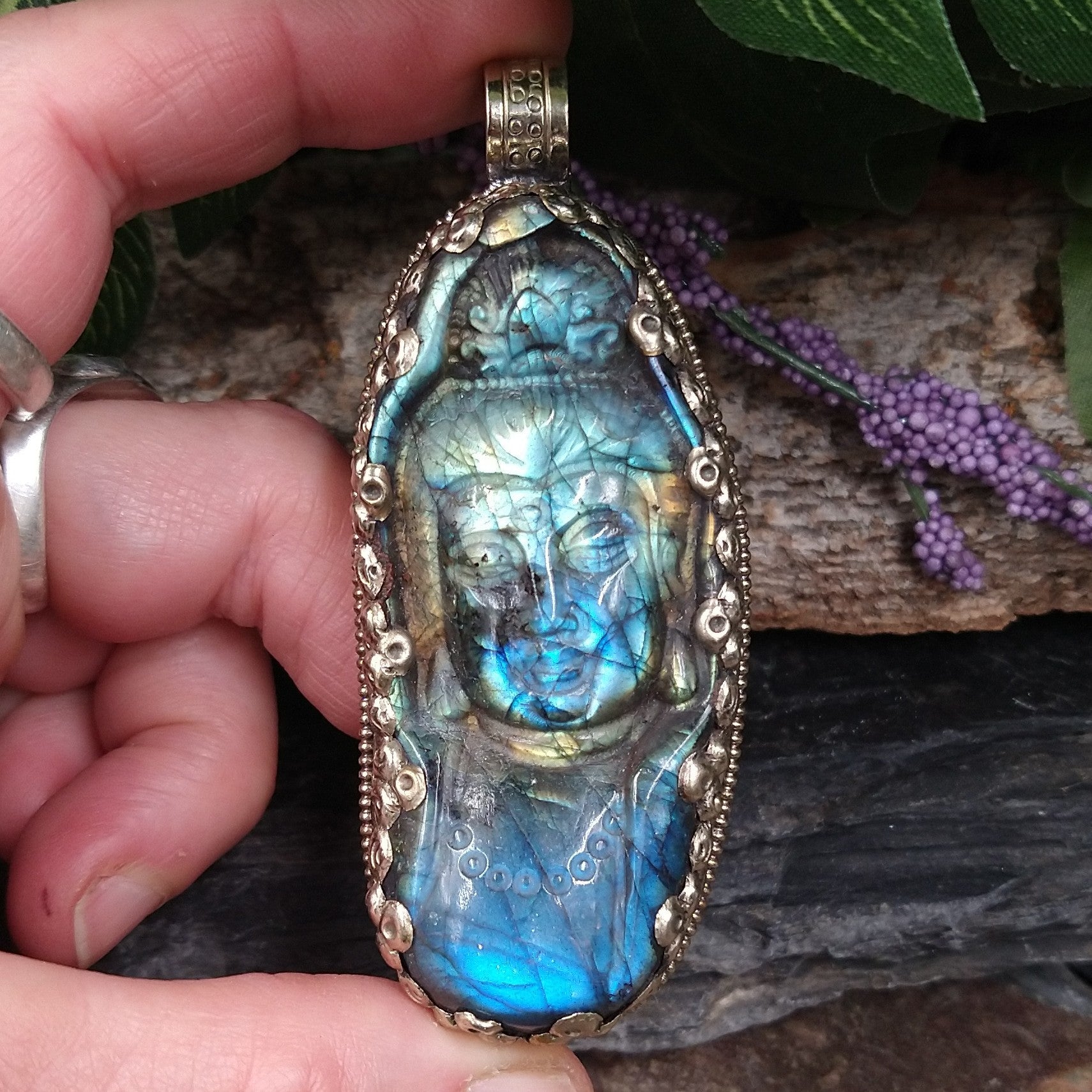 LAB-1125 Labradorite Buddha Pendant