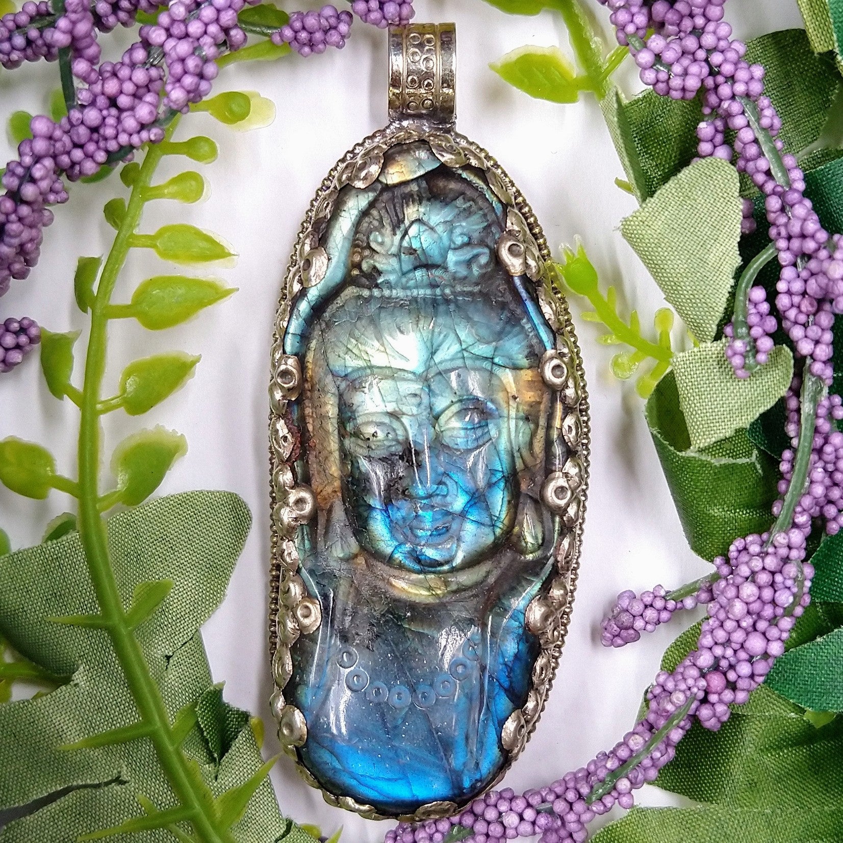 LAB-1125 Labradorite Buddha Pendant