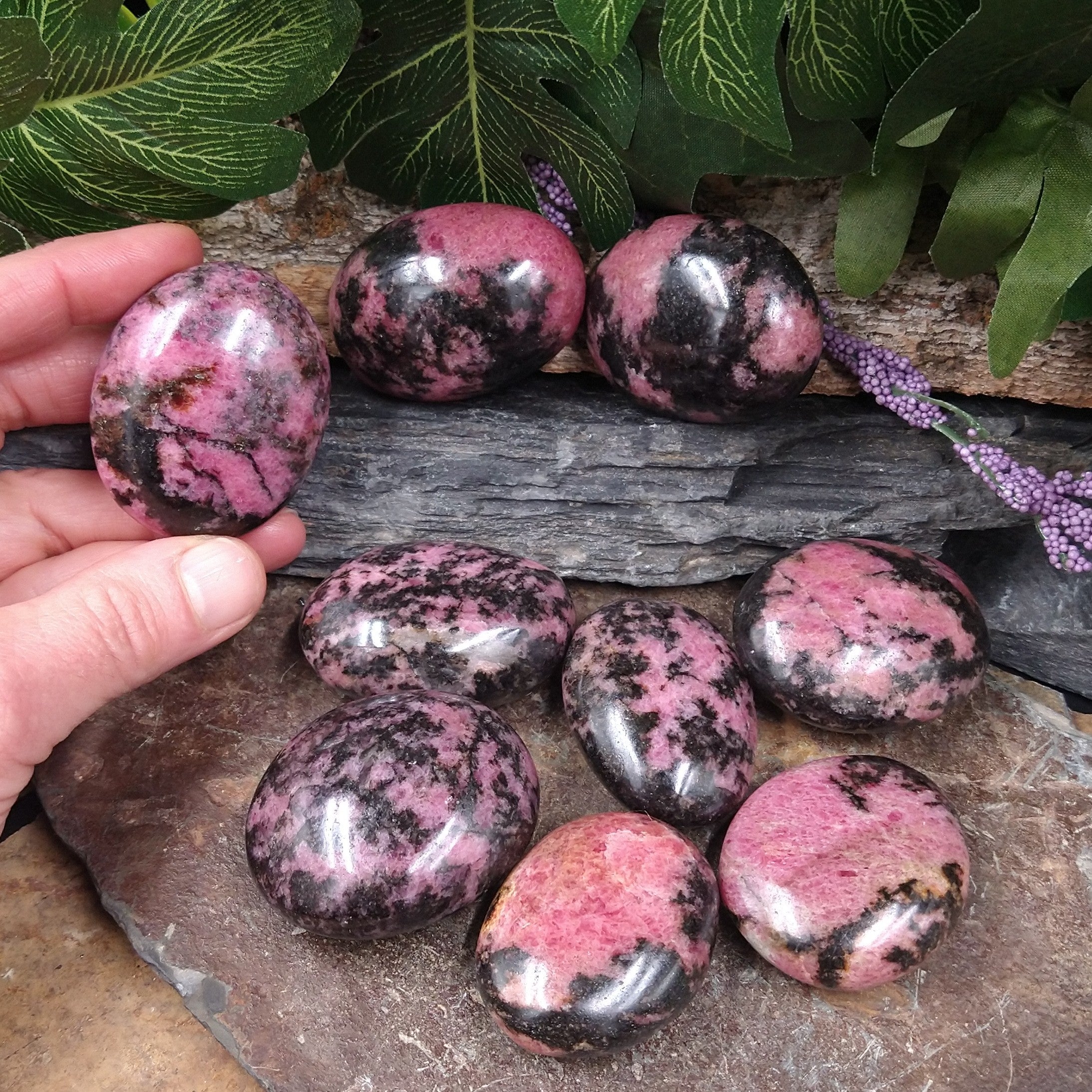 RH-42 Rhodonite Polished Palm Stone