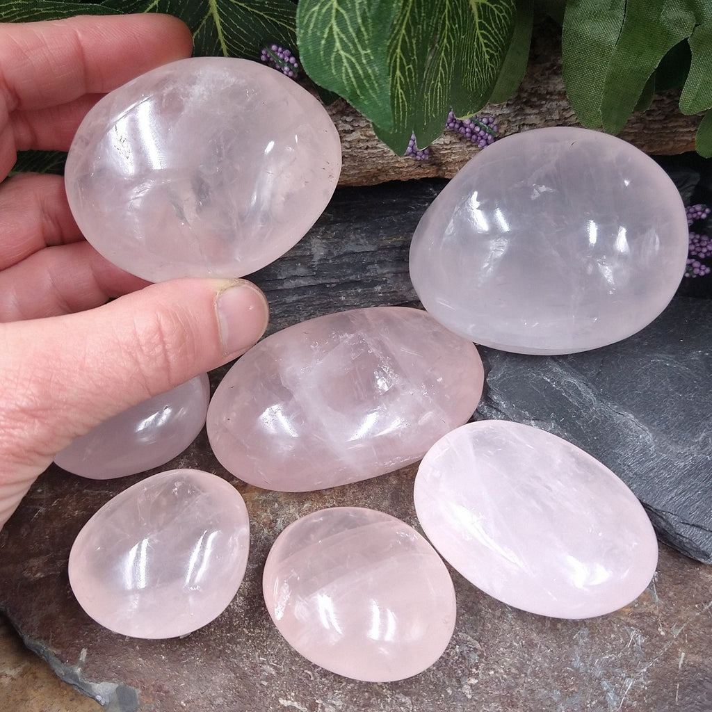 RQ-172F Small Rose Quartz Palm Stone