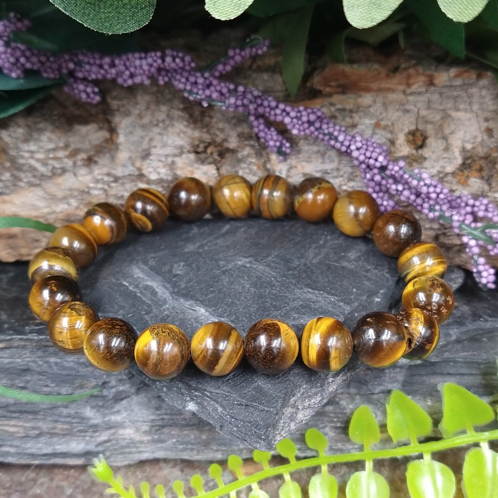 TE-33 Men's Gold Tiger Eye Bracelet